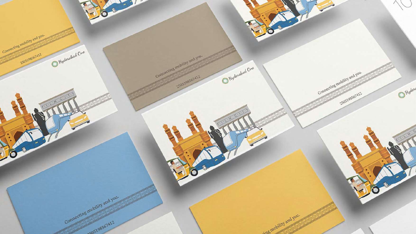 Hyderabad ONE card design shown across multiple color and material variants